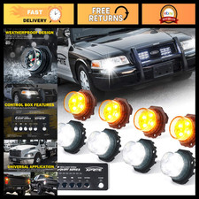 White Amber Led Strobe Lights Kit - 20 Flash Modes Control Panel 8 Pcs For Tru