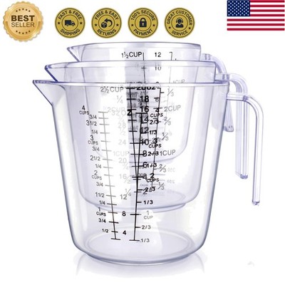 Clear Plastic Measuring Cups Set - 1000ml, ml, oz for Versatile Cooking