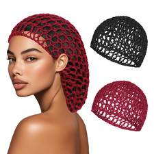 2 PCS Hair Nets for Sleeping Mesh Crochet Hair Wrap Breathable Sleep Cap for Wom