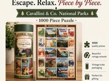 Cavallini Co. National Parks 1000 Piece Puzzle Vintage Tube Packaging