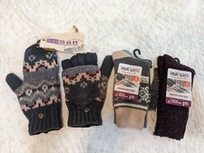 Kusan 100% wool Hunter Gloves Mittens NWT + 4 prs. Muk Luks Cozy Crew Socks