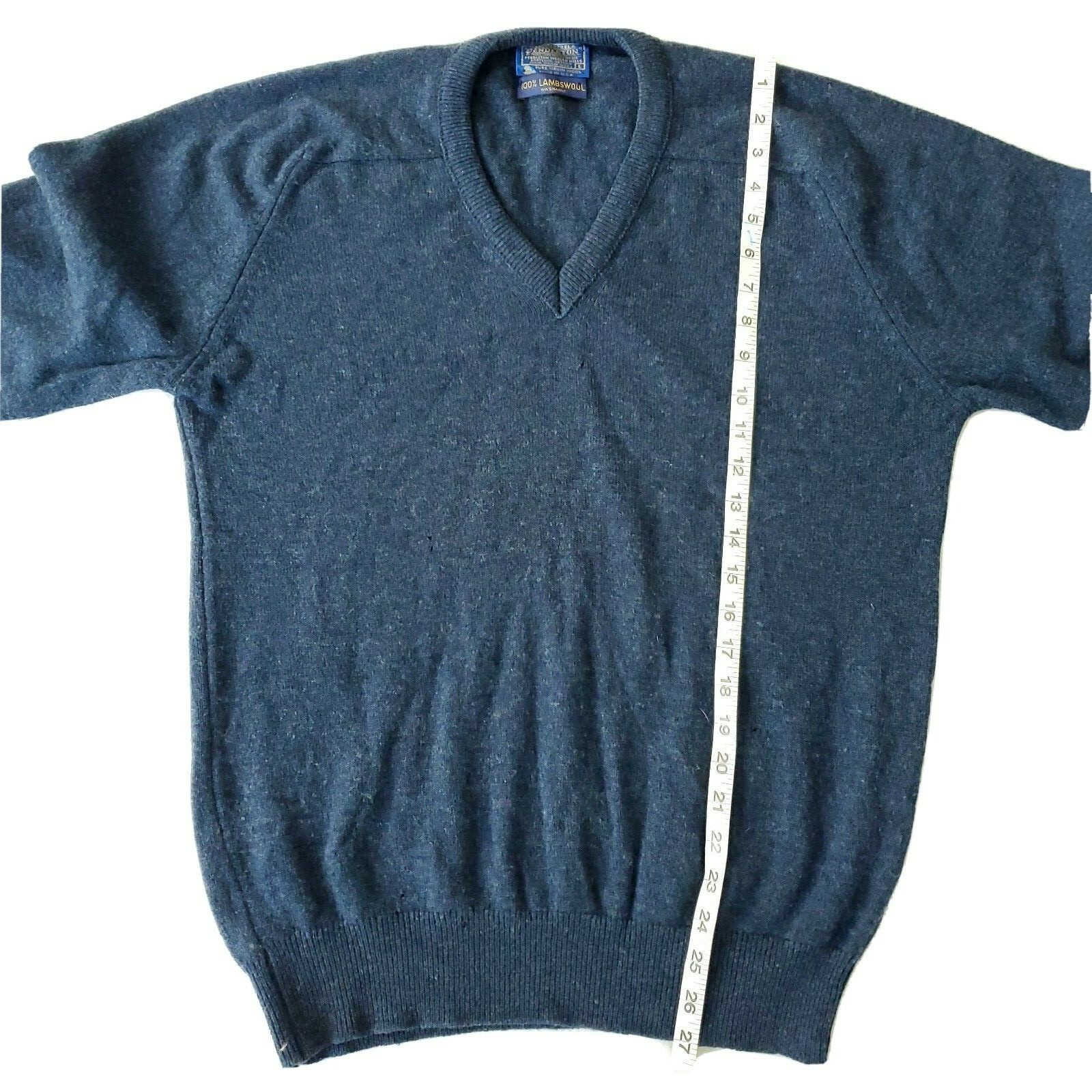 Pendleton Gray Blue Lambswool Pullover Sweater Me… - image 9