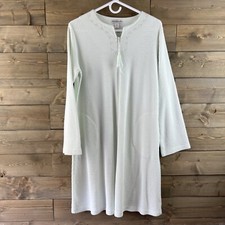 Miss Elaine Womens Robe Waffle Knit Zip Embroidered Floral Pockets Size Medium