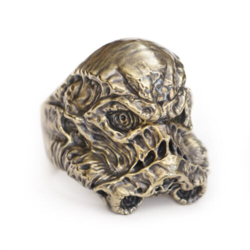 LINSION Brass Mens Biker Punk Jewelry Skull White Warrior Ring BR314D US 7~15 - Picture 1 of 29