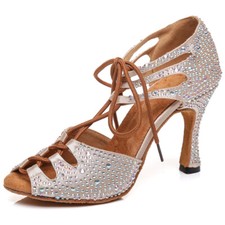 Latin Dance Shoes Women Ladies Girls Ballroom Tango Salsa Shoes with Rhinestone