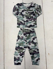 Shein 2 Piece White Blue Camouflage Long Sleeve Pants Set Boys Size 2-3y