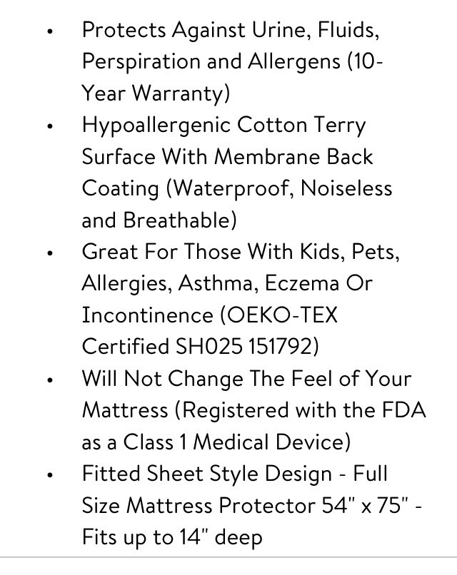 SafeRest FULL Size Premium Hypoallergenic Waterproof Mattress Protector eBay