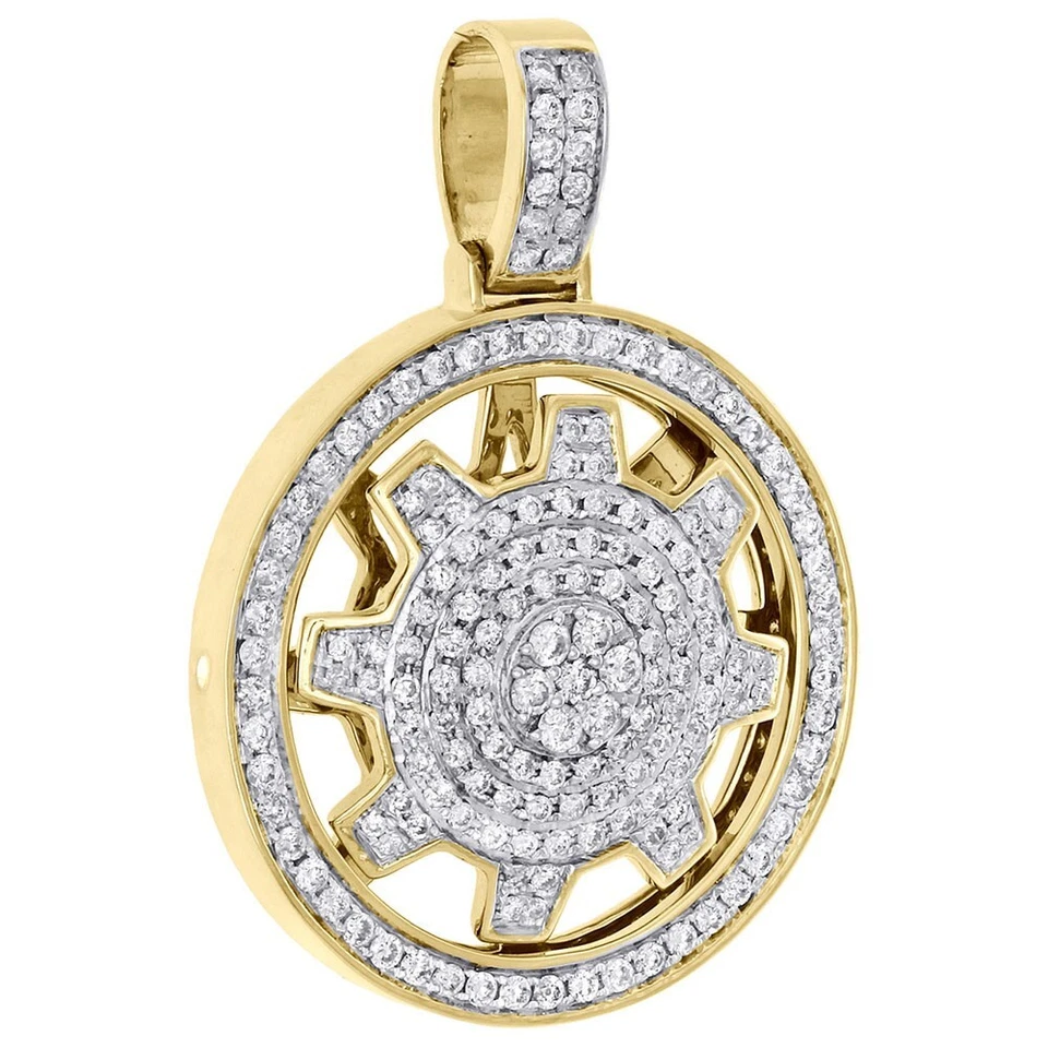 2 ctw имитация бриллианта 14K желтое золото над спиннер колесо круг подвеска 1,75" - Изображение 2 из 4