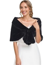 Faux Fur Shawl Wrap Stole Shrug Winter Bridal Wedding Scarf Wrap Evening Part...