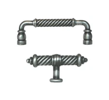 Antique Pewter  Flute Kitchen Bathroom Cabinet Drawer Knobs 3 3/8" and Pulls 5"