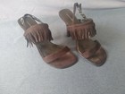 Vintage "Bonnie Bell" Barbi -1 braune Wildleder Fransen High Heels/Sandalen - Größe 9