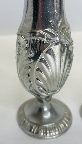 Vintage Set Of Silver Plated Salt And Pepper Shakers 6" VTG Antique - Picture 8 of 8