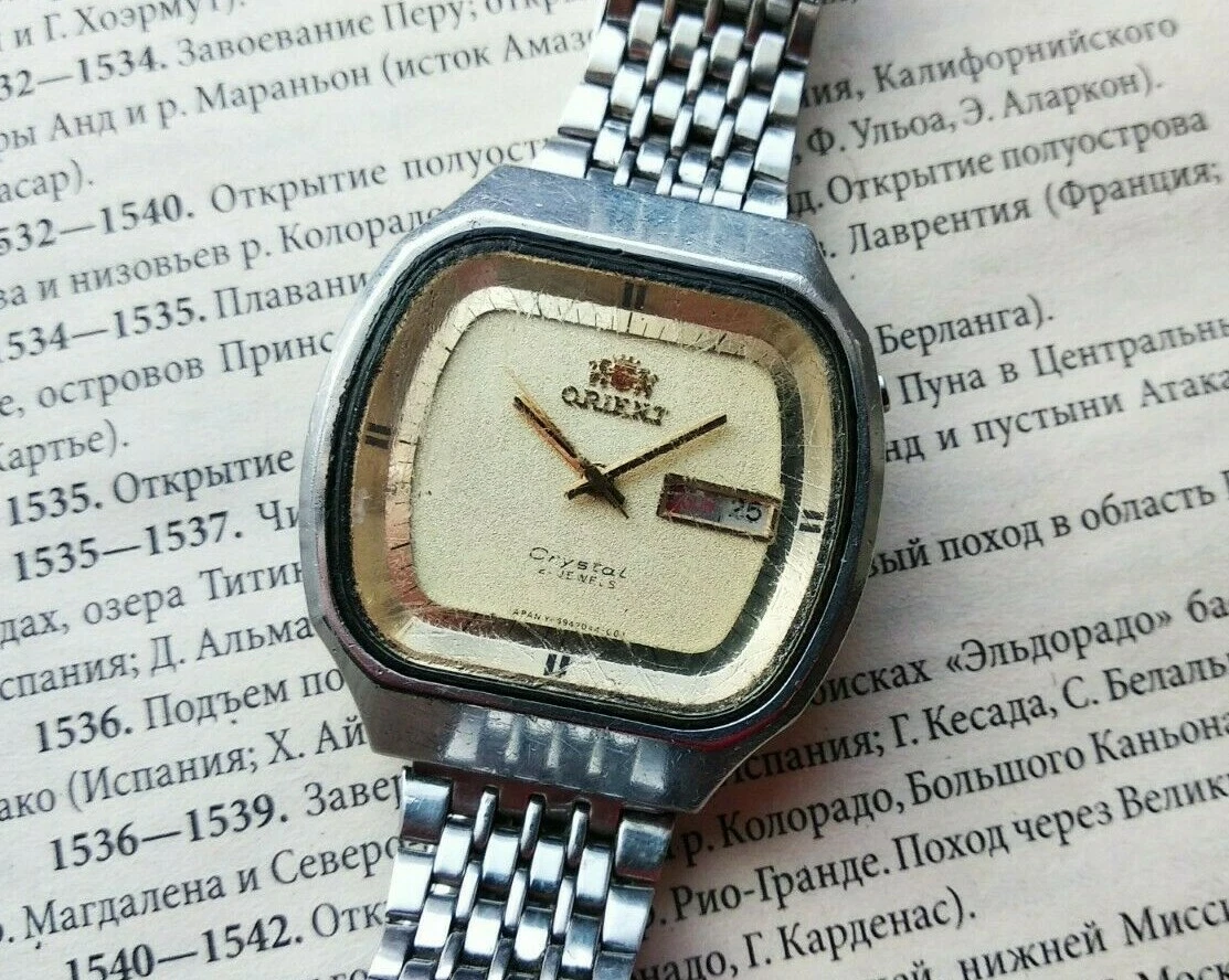 Orient 1970 s Vintage Orient Crystal Automatic 21J Day Date Watch