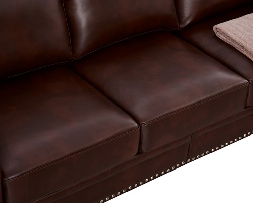 Classic Faux Leather Sofa Upholstered Couch with Nailhead Trim Removable Cushion - Picture 27 of 206
