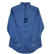 GANT Blue White Cotton Checked Button Front Windblown Oxford Size Mens S NWT