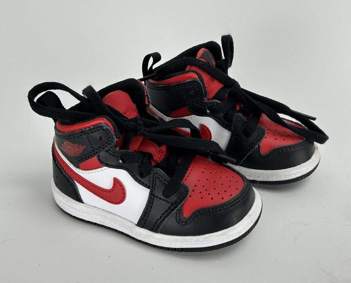 シューズ(男性用) Nike Air Jordan 1  Toe 28.5 Nike Air Jordan 1 AJ1 Mid GS Bred Toe Black Red White Shoes