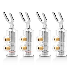 4PCS Gold/Rhodium Plated Spade U Fork Plug Terminal HiFi Audio Speaker Connector