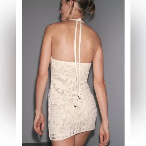 ZARA EMBROIDERED HALTER DRESS - Picture 4 of 7