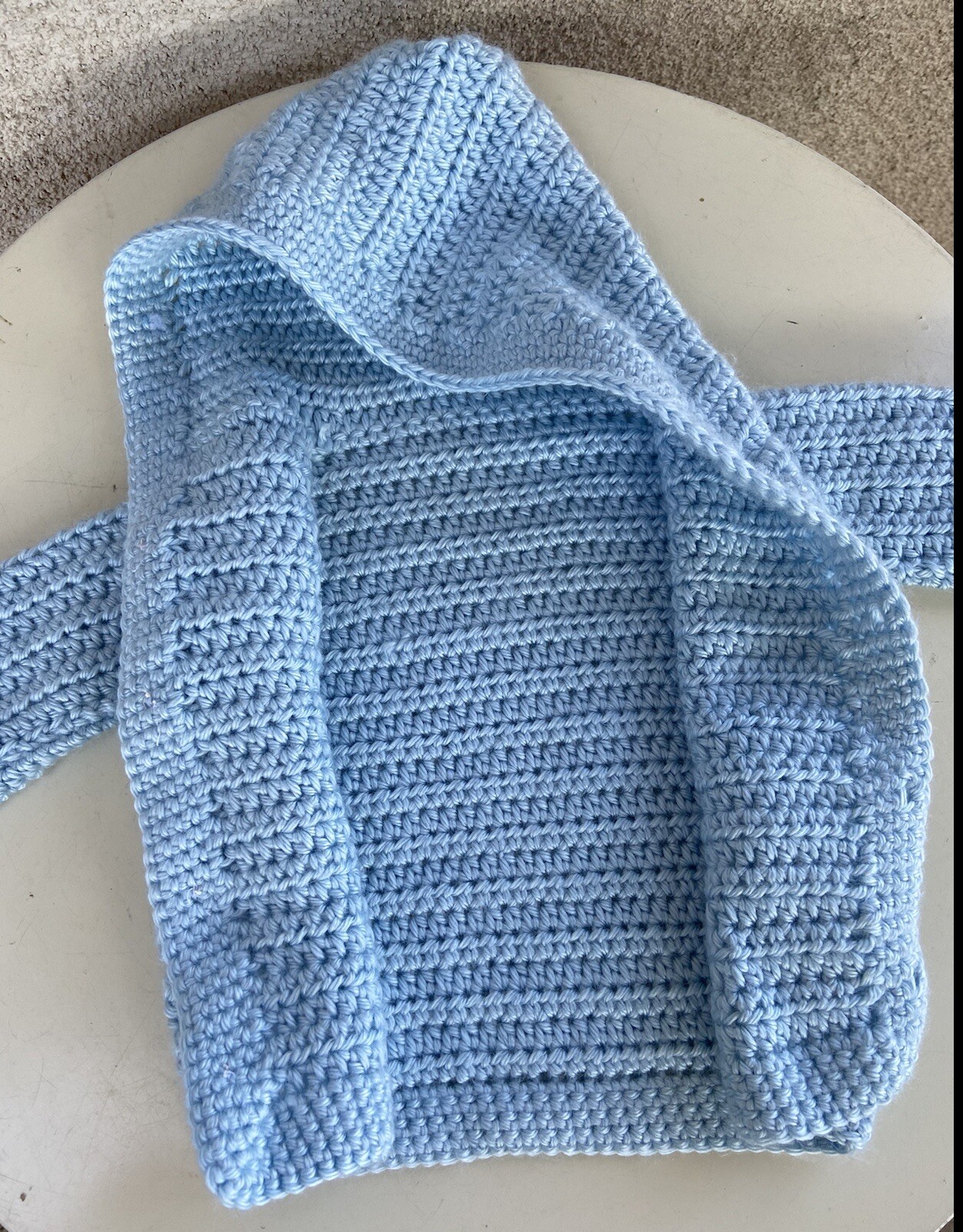 vintage baby boy Blue sweater cardigan Hood Hand knit Sz 612 Month eBay