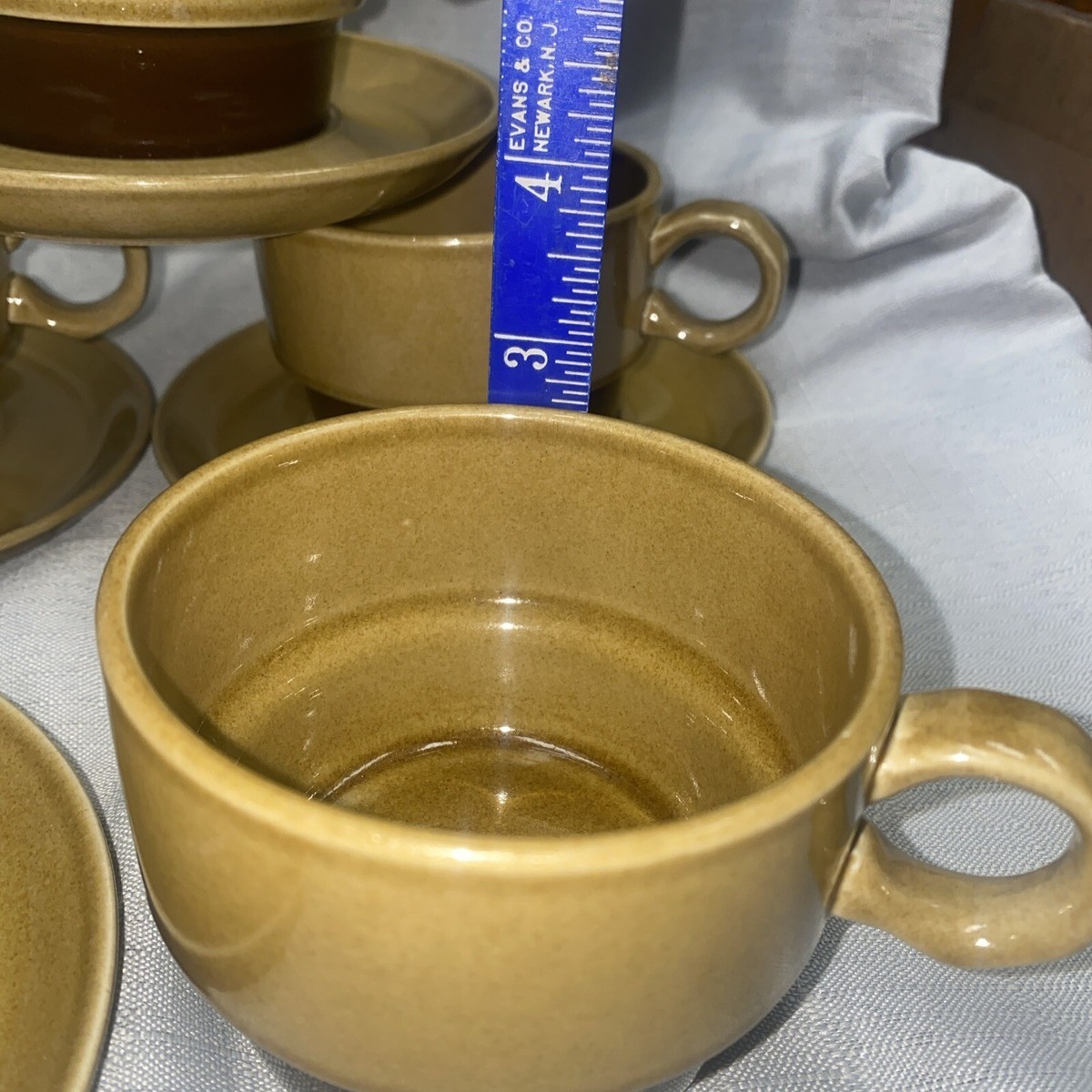 Set Of 4 Vintage Ekco Eterna “Canoe” Stoneware Cups & Saucers