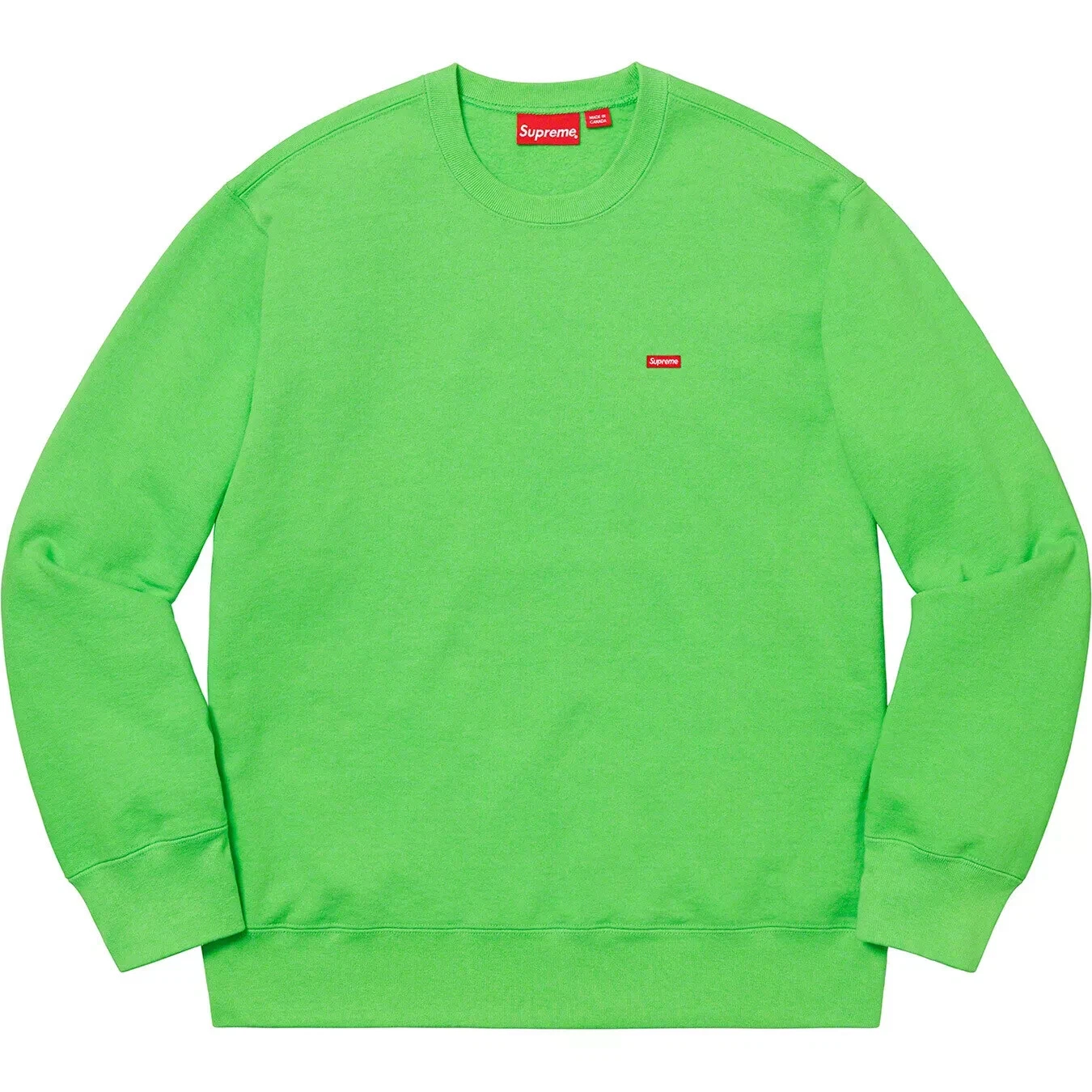 RARE Sweat col rond FW19 Supreme petite boîte vert vif homme moyen neuf