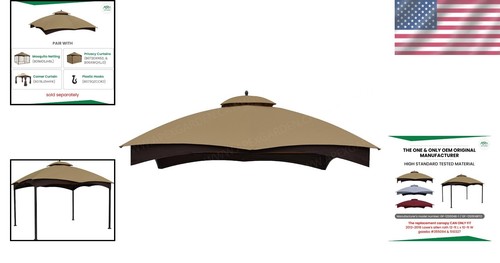 UV-Resistant Replacement Canopy for Lowe’s Allen Roth 10x12 Gazebo - Beige - Picture 2 of 10