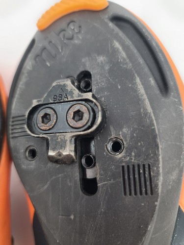 Nike Womens Bike Cycling Shoes Orange & Black Triple Strap Plus Cleats Sz 9.5 - Picture 11 of 23