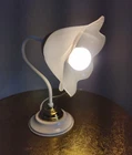 Vintage Table Lamp Metal With Lampshade IN White Glass