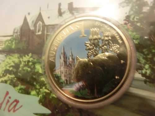 New Celebrate Australia South 1 dollar 2009 Colored Coin Wombat Official Folder - Picture 2 of 4