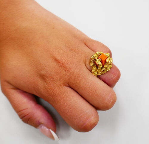 Mid-Century Chaumet RING 18k Gold Coral Jade French Modernist Jewelry - Picture 3 of 12