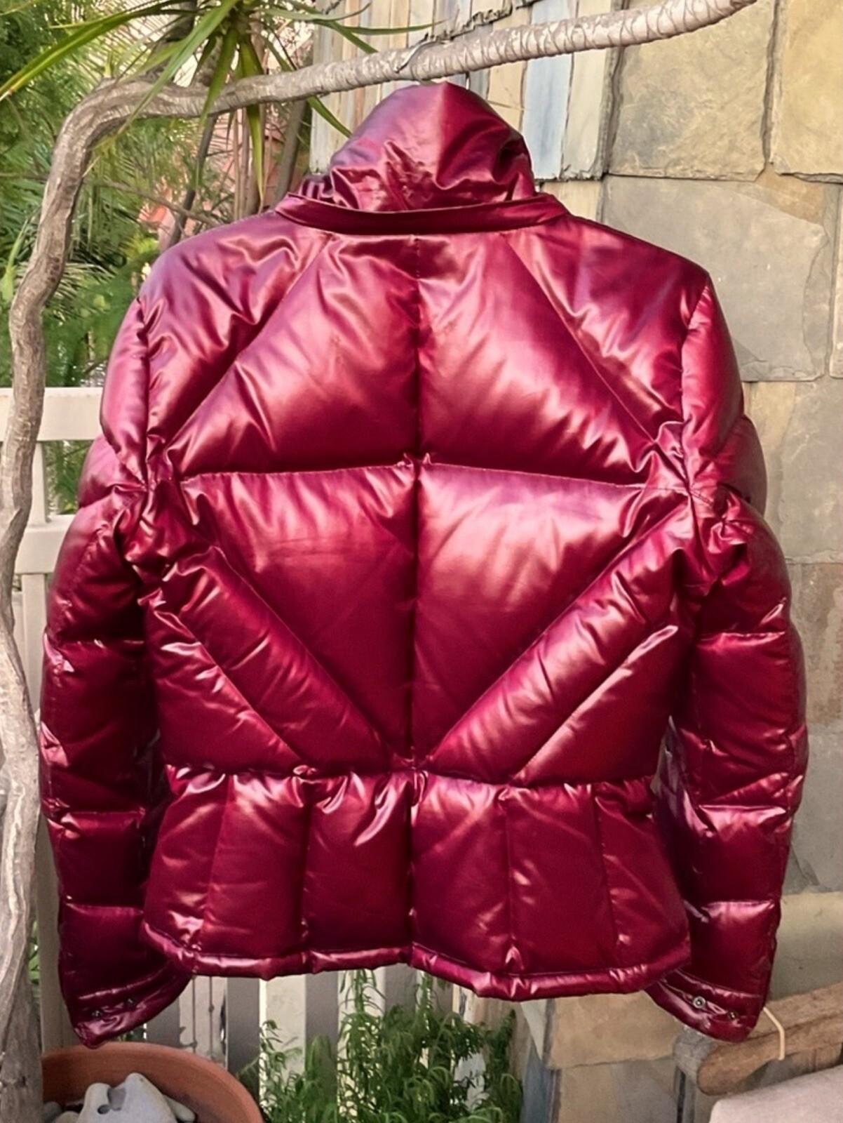 Ruby red 80% SILK, feather, goose down jacket wit… - image 5