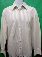 Hugo Boss Men's White Strip Long Sleeve Dress Shirt Size: 15.5 *Sale!