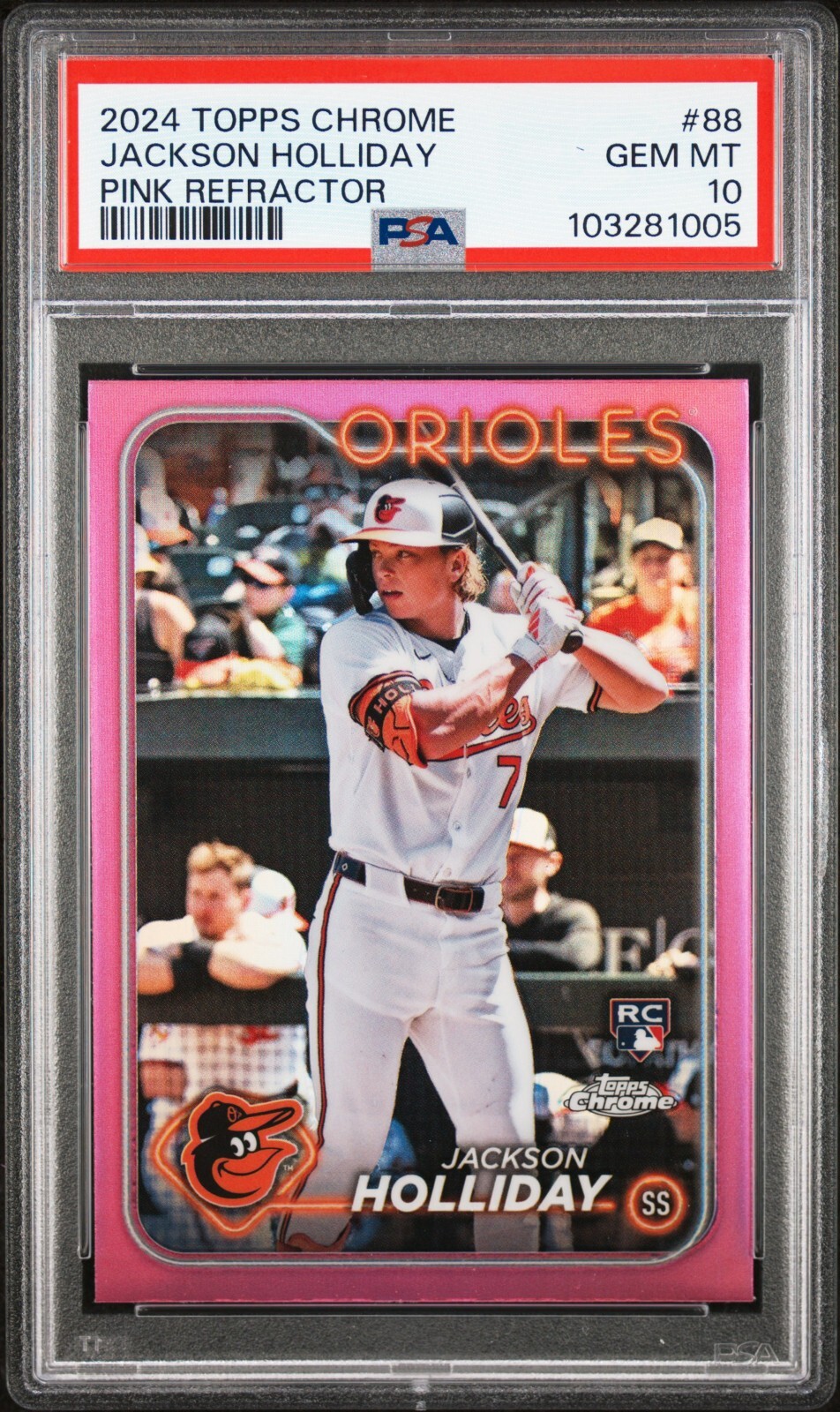 2024 Topps Chrome #88 Jackson Holliday Pink Refractor Rookie RC PSA 10 Gem Mint
