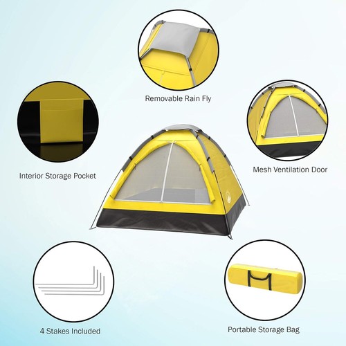 2 Person Camping Tent with Rain Fly and Carrying Bag - Lightweight Outdoor Tent - Picture 13 of 60