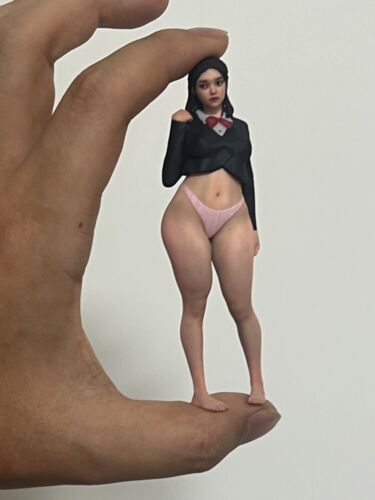 Diorama Scene Props 1:18 Black Suit Girl Mini Doll Anime Miniature Figure Toys - Picture 2 of 9