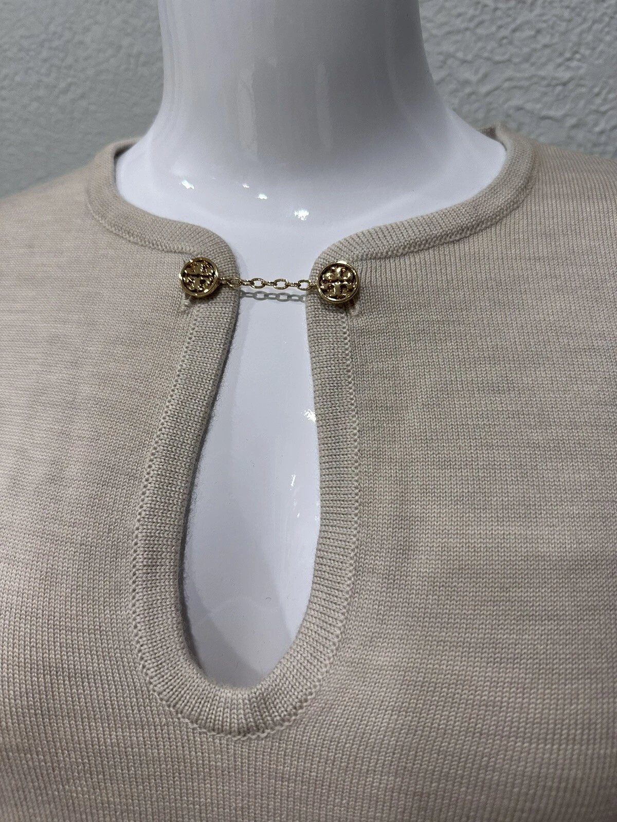 Tunica Tory Burch Hillary bottone oro lana merino nuova con etichette taglia S