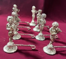 Silver Cherub Placement Card Holders 2-7/8” Tall - Musicians - lot of 8