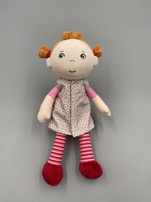 Haba Plush Red Orange Hair Pigtails Stuffed Baby Doll 10''