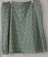 TALBOTS Lined Cotton Blue/Green Floral Print Yoked Waist Skirt - Sz 18W EXC