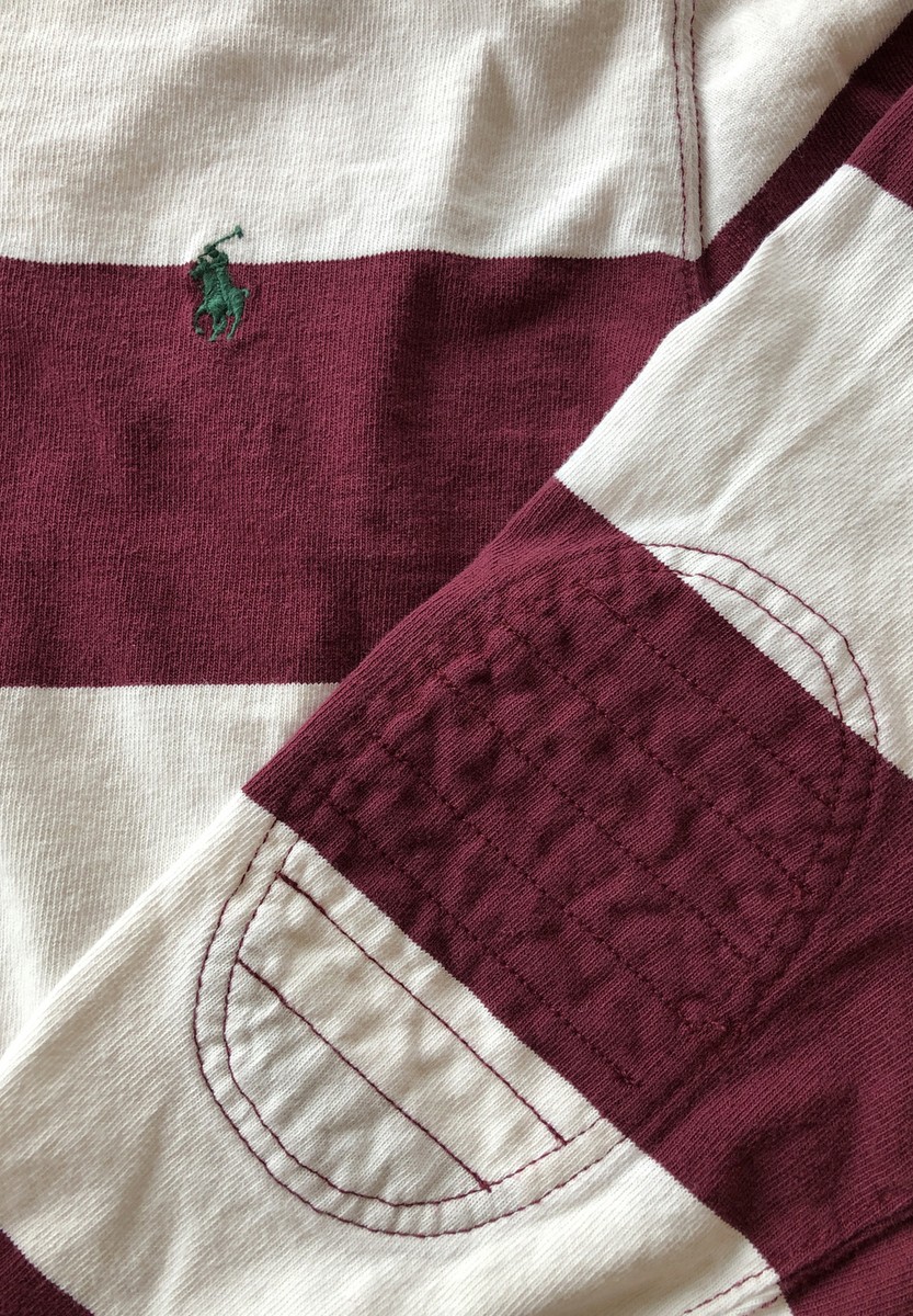 Polo Ralph Lauren Mens XL Burgundy and Cream Custom Fit Striped  