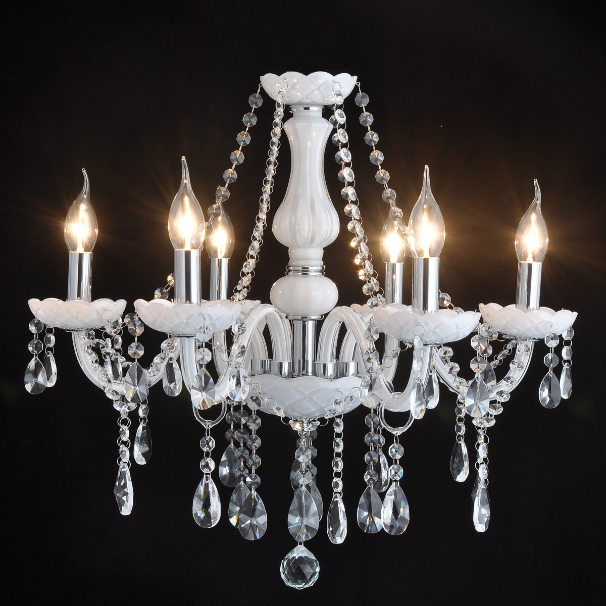 Lustre En Cristal K9 Blanc - 2,6,8,10 Bras - Gouttes Eau Claire - Modèle 8018