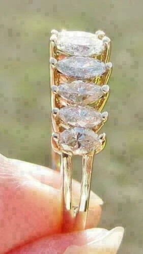 4.20Ct Marquise Cut Lab Created Diamond Beautiful Ring 14K Yellow Gold Plated - Image 2 of 3