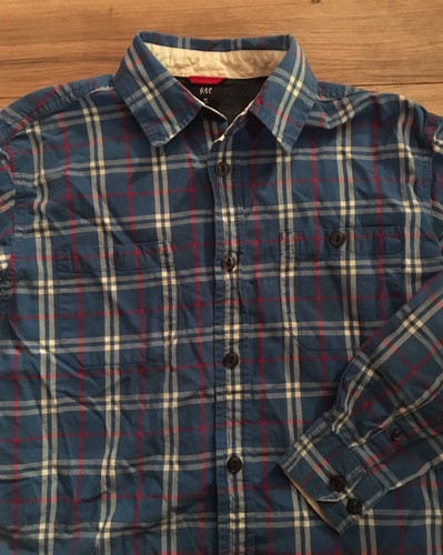 Gap Kids Boys Long Sleeve Button Up Shirt Size Medium 8 Blue  - Picture 2 of 3