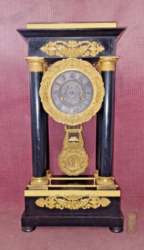 ANTIQUE BRONZE WOODEN POSTER PORTICO COLUMN CLOCK CLOCK CLOCK - Picture 1 of 12