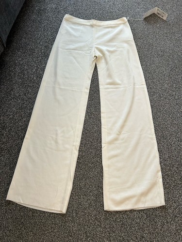 Valentino Wool Wide Leg Off White Trousers US10 UK 14 NEW Long Leg - Picture 5 of 11