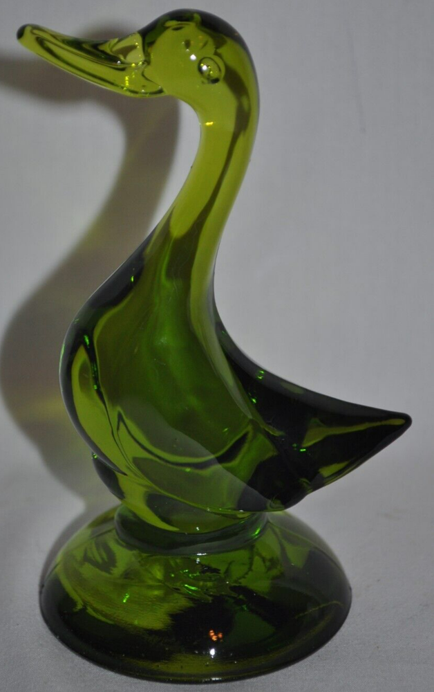 Vintage Viking Glass Epic Duck Avocado Green 5