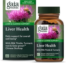 Gaia Herbs Liver Health 60 Vegetarian Liquid Phyto-Caps Dairy-Free Exp 05/2028+