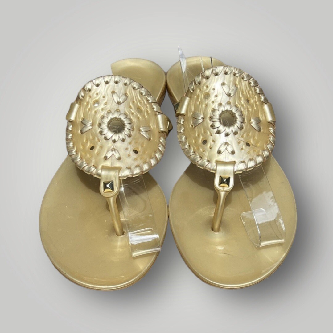 APL ?Sandalo Jack Rogers oro Georgica Jelly Thong taglia 6