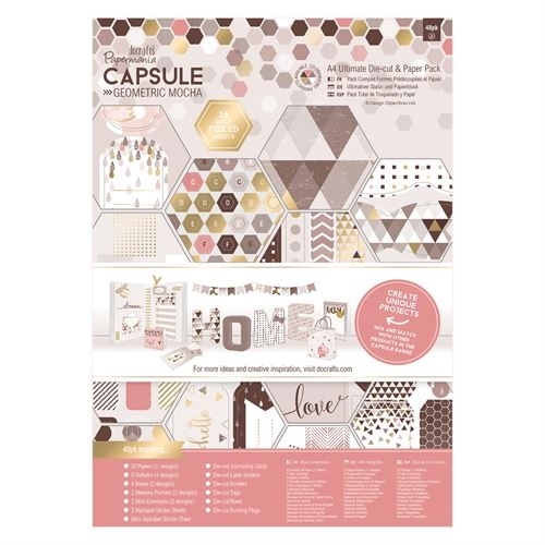 Papermania A4 Ultimate paper toppers die cut decoupage 48 sheet Geometric Mocha