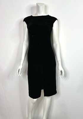 Vtg Moschino Cheap & Chic 90s Black Stretch Velour Dress 40 S